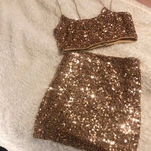 Sequence crop top and mini shirt